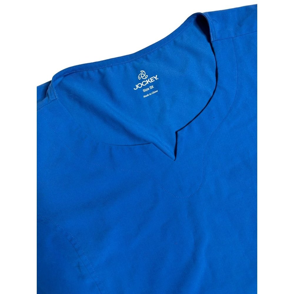Jockey Royal Blue Scrub Top 3X V Neck Short Sleeve Pockets Medical